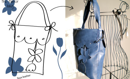 Sketches and realisation of the hand sewed Flower bag